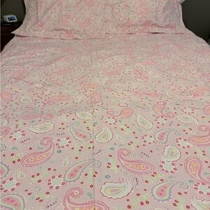 Pottery Barn Kids Pink Paisley Sheet Set